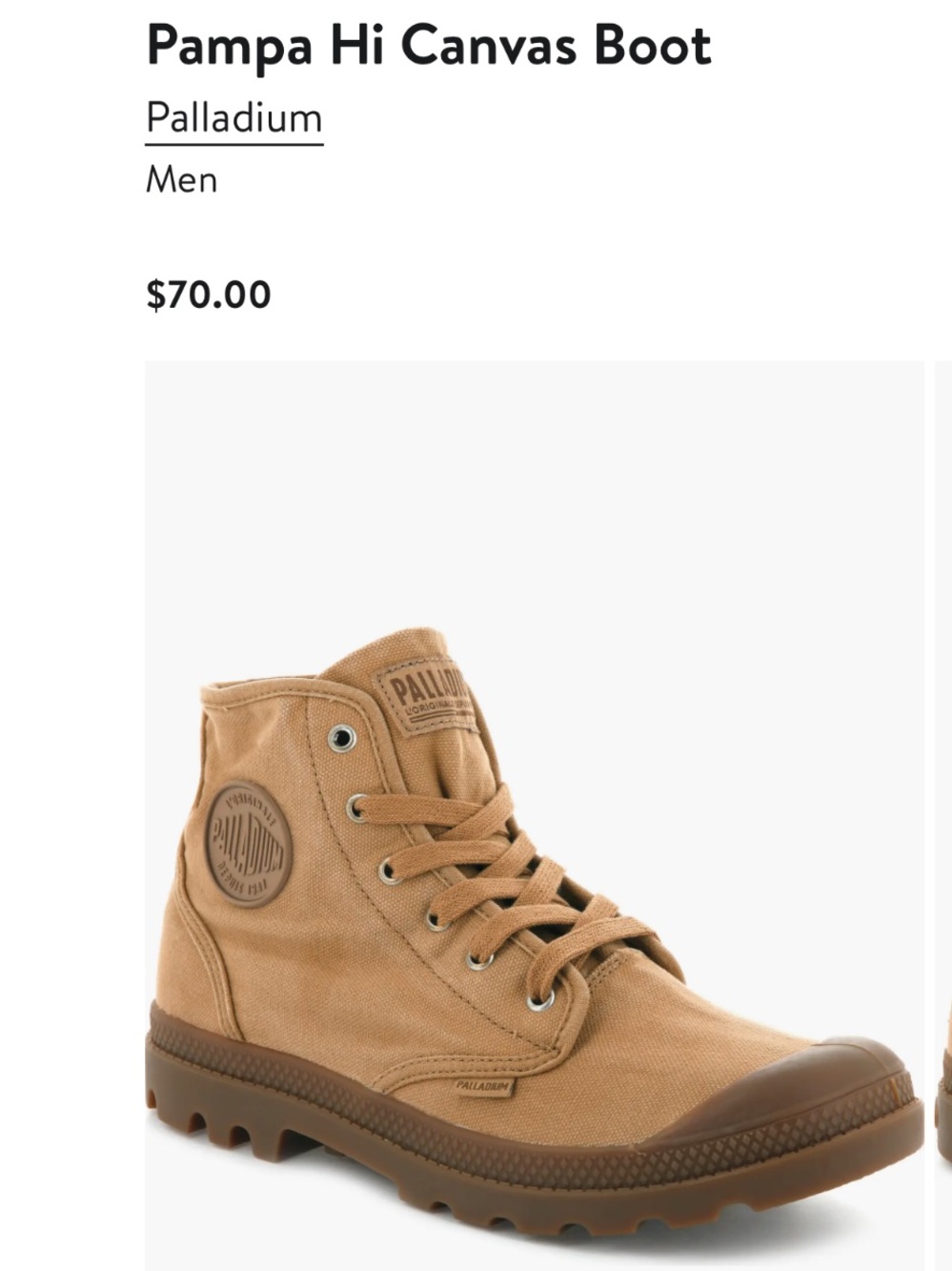 Palladium Men's Canvas High-Top Boots in Woodlin Tan New